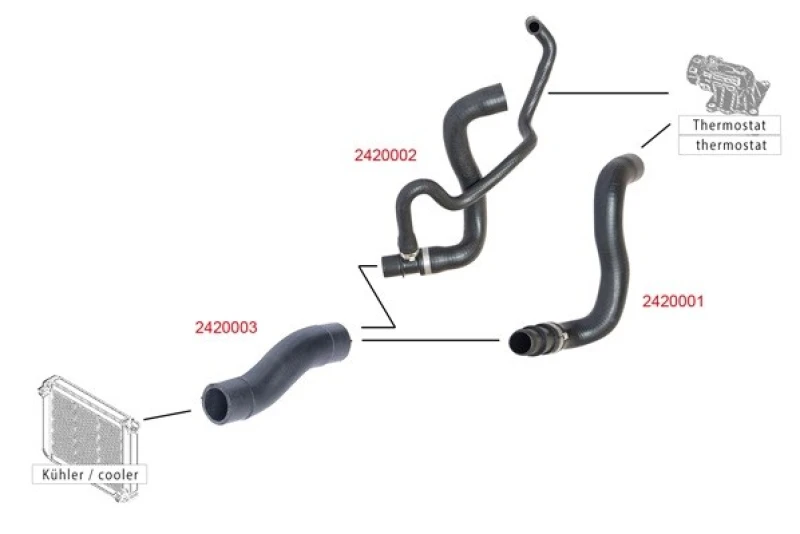 Image of METZGER 2420002 Radiator Hose EPDM (ethylene propylene diene Monomer (M-class) rubber) EPDM (ethylene propylene diene Monomer (M-class) rubber) Radiat