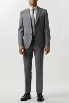 image of Mens Slim Fit Grey Mini Herringbone Suit Jacket