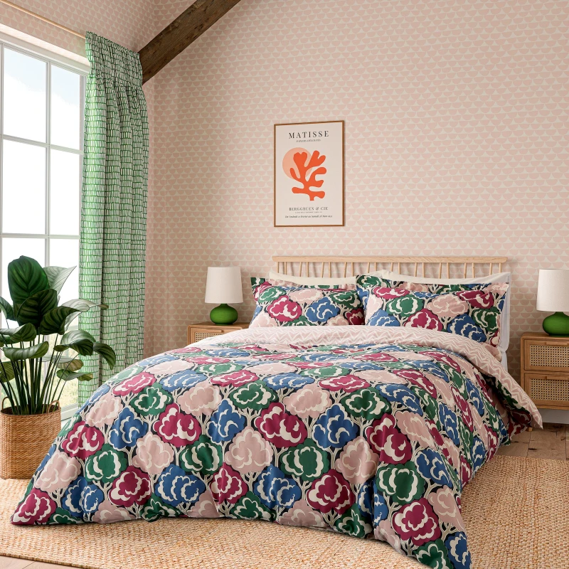 Image of Scion 'Willow Tree' Cotton Duvet Cover Set Size: Super King Multicolor Unisex Super King