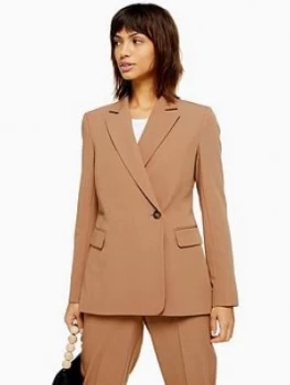 Image of Topshop Remi Double Breasted Suit Jacket - Camel