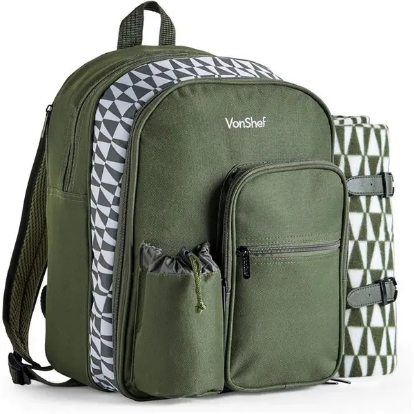 image of VonShef VonShef Picnic Backpack, 2 Person - Green One Size