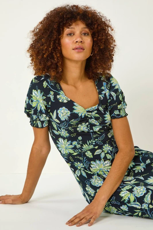 Image of Roman Womens Floral Sweetheart Dress in Lime Size: 12 Lime Female 12