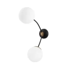 Image of Model 5 Deco 2-light Globe Wall Lamp with Glass Lampshades
