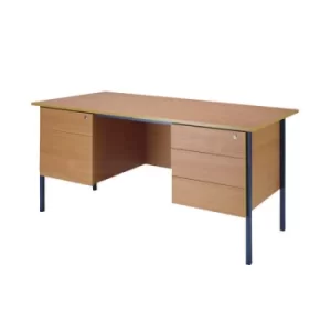 image of Serrion Rectangular Double Pedestal 4 Leg Desk 1800x750x730mm Bavarian Beech KF838755