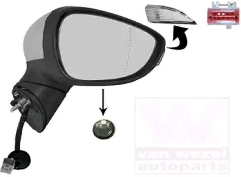 Image of VAN WEZEL 1808826 Wing mirror * HAGUS * Right, Heatable, primed Outside Mirror (50)