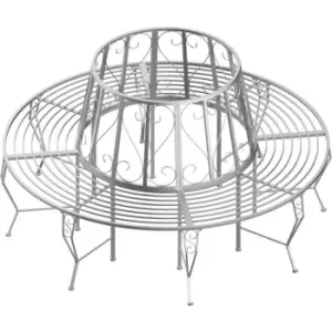 image of 160cm Garden Round Tree Bench Outdoor Chair Metal Patio Circular Seat - Outsunny