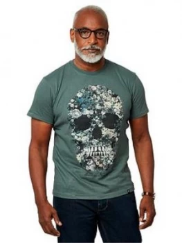 Joe Browns Floral Skeleton Tee - Green, Size S, Men