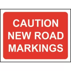 image of Zintec 1050x750mm Caution New Road Markings Road Sign (no frame)