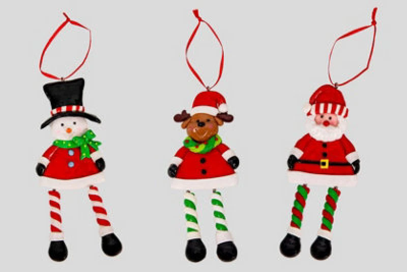 Image of Shatchi Christmas Tree Hanging Decorations Santa Snowman Reindeer Multi