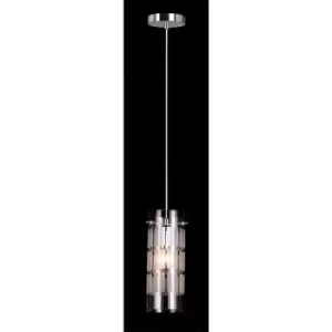 image of Netlighting Modern Hanging Pendant Chrome 1 Light with Clear Shade, E27