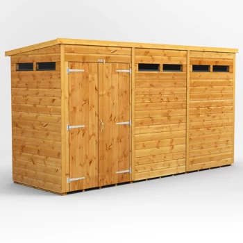 Image of 12x4 Power Pent Security Shed Double Door - Brown