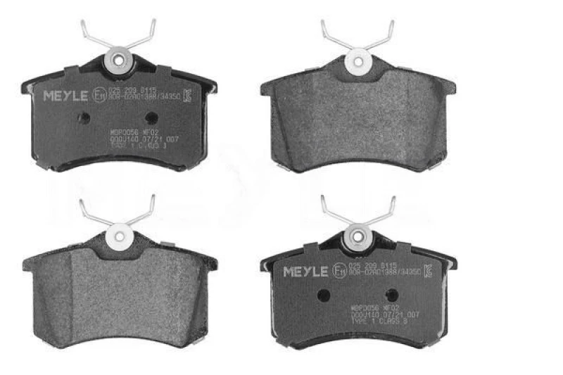 Image of MEYLE 025 209 6115 Brake pad set Rear Axle, excl. wear warning contact, Original Quality, with anti-squeak plate Brake Pad Set,disc brake (402)
