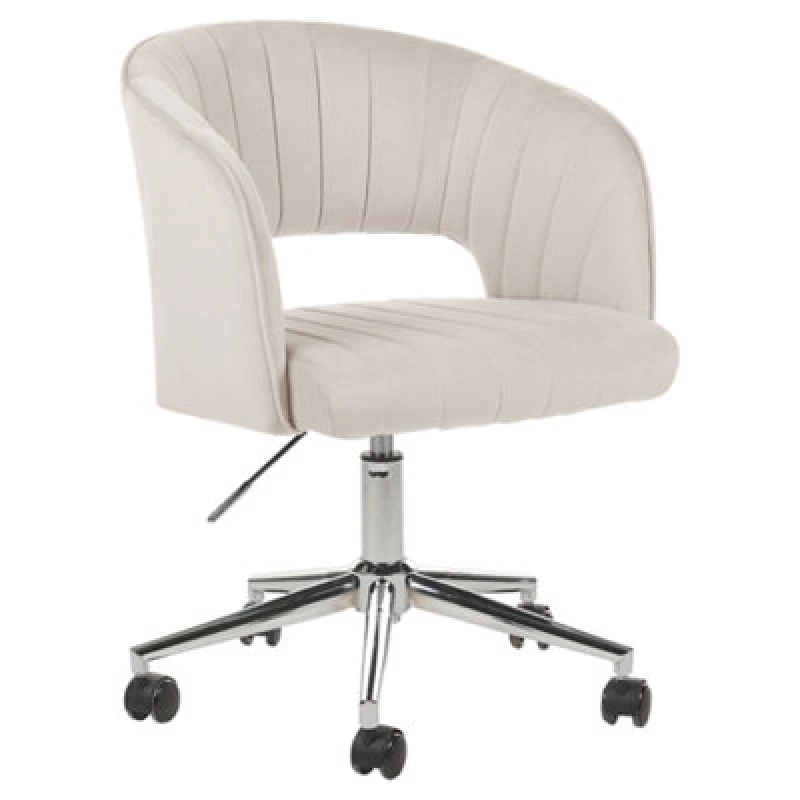 Image of Beliani Desk Chair Swivel Katonah Velvet Light Beige