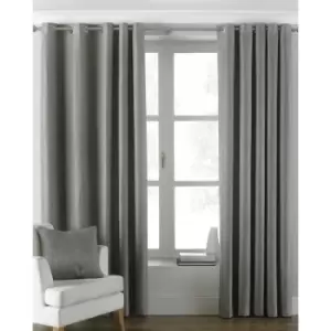 Image of Riva Home Atlantic Eyelet Ringtop Curtains (117 x 137cm) (Grey) - Grey