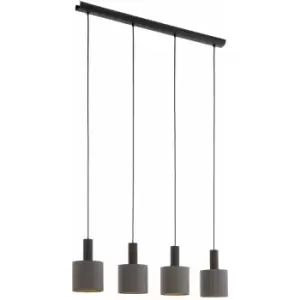 Image of Pendant Light Colour Dark Brown Shade Cappuccino Gold Fabric Bulb E27 4x60W