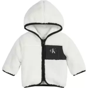 Image of Calvin Klein Jeans Teddy Zip Through Hoodie - White