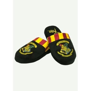 Image of Hogwarts Harry Potter Hogwarts Mule Slippers Black Burgundy Yellow Mens Large UK Size 8-10