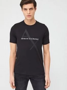 image of Armani Exchange AX Tonal Logo T-Shirt Black Size M Men