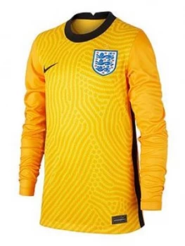 Image of Nike Junior England Euro 20 Home Goal Keeper Long Sleeve Stadium Shirt - Yellow, Size M