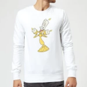 Image of Disney Beauty And The Beast Lumiere Distressed Sweatshirt - White - XXL
