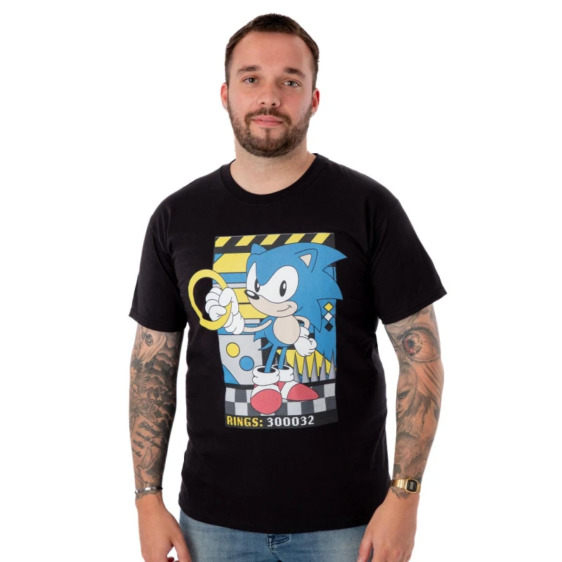 Image of Sonic the Hedgehog Sonic the Hedgehog Men Short Sleeved T-Shirt in Black Size: Small Black S Male 5063203006526