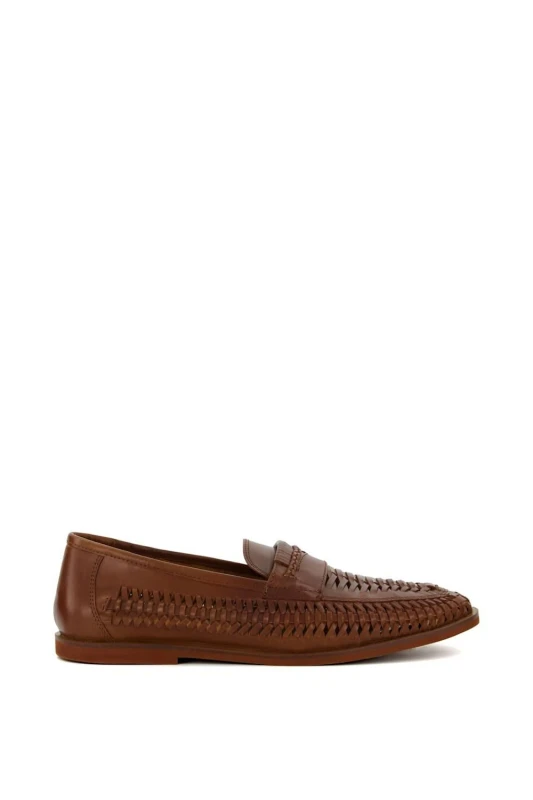 Image of Dune London 'Brickles' Leather Casual Shoes Tan male
