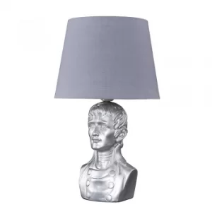 image of Silver Character Bust Table Lamp with Grey Aspen Shade