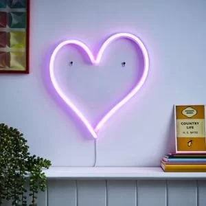 image of Prad Neon Heart Matt Pink Wired Wall Light