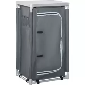 Image of Outsunny - Outdoor 3-shelf Camping Cupboard Kitchen Station Cook Table Grey - Grey
