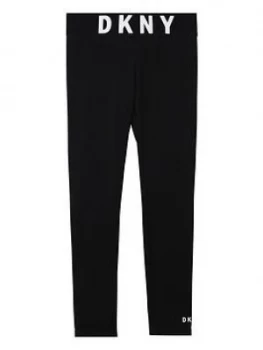 Image of DKNY Girls Logo Waistband Legging, Black, Size Age: 8 Years, Women