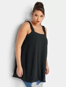 Image of Yours Shirred Strap Cami Black, Size 16, Women