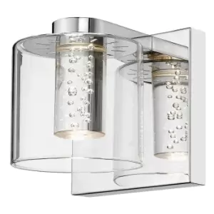 image of Contemporary Integrated LED Cylindrical Wall Lamp Chrome, Glass 3000K