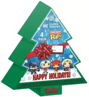 Image of DC Comics Gingerbread tree Christmas box - POP! Set of 4 key rings Funko Pocket Pop! multicolour
