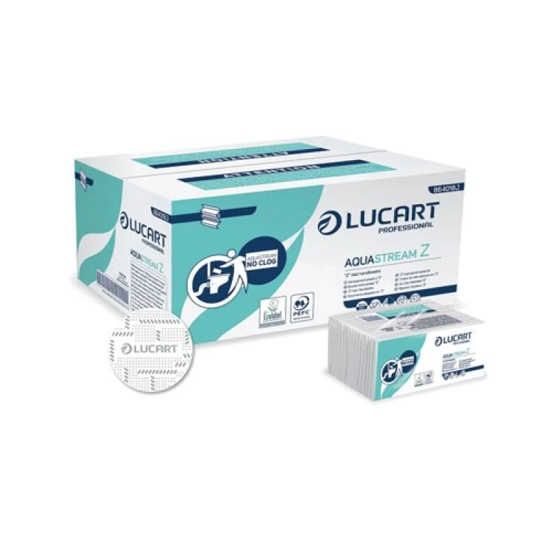 Image of Lucart Aquastream Z-Fold Hand Towels 235x230mm 2-Ply White (3630 Pack) 864018J