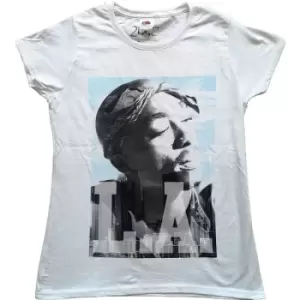 Tupac - LA Skyline Ladies XX-Large T-Shirt - White