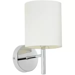 Image of Endon Collection Lighting - Endon Brio - 1 Light Indoor Wall Light Chrome, Off White Faux Silk, E14