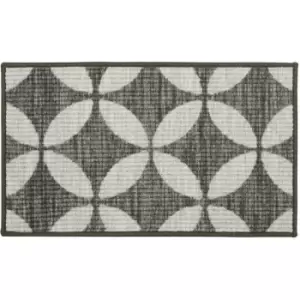 Image of JVL - Fiora Machine Washable Door Mat, 44 x 75 cm, Pewter
