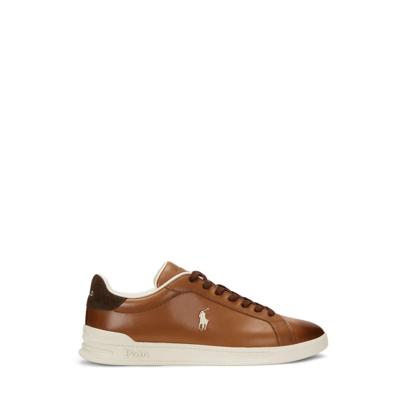 Image of Polo Ralph Lauren Mens Heritage Court Low-Top Trainers Tan/Ecru PP male 11 (45)