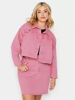 Image of Yours Coloured Cropped Jacket Pink, Size 16, Women