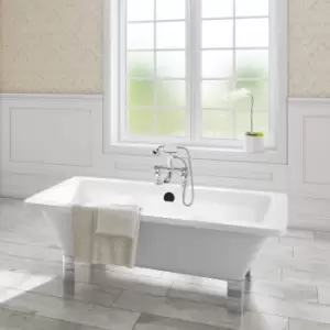 image of Freestanding Double Ended Bath with Chrome Feet 1700 x 750mm - Athena