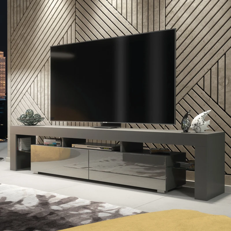 Image of Creative Furniture Creative Furniture TV Unit 200cm Modern - Dark Grey with High Gloss Doors Dark Grey One Size Unisex 5061075249867