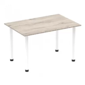 Image of Impulse 1400mm Straight Table Grey Oak Top White Post Leg I003712
