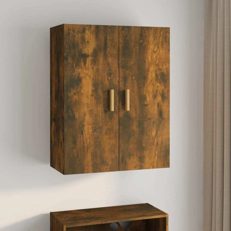 Image of Vidaxl Hanging Wall Cabinet Smoked Oak 69.5X34X90 Cm, Brown 817381