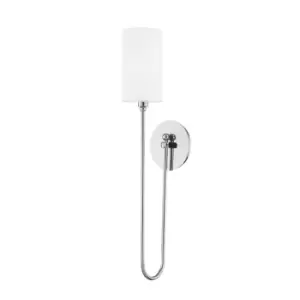 Image of Harlem 1 Light Wall Sconce Polished Nickel, Linen, 2500K