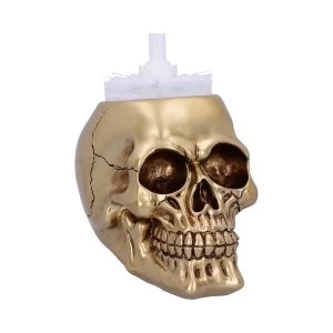 Image of Brush with Death Gold Skull Toilet Brush Holder