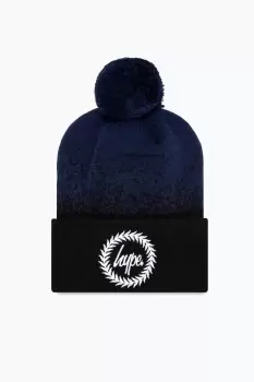 image of HYPE NAVY SPECKLE FADE KNITTED BEANIE