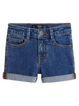 image of Mango Girls Denim Shorts - Dark Blue