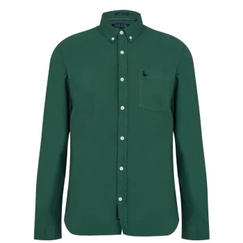 image of Jack Wills Langforde Garment Dye Oxford Shirt - Dark Ivy