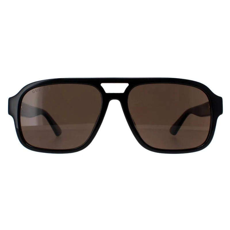 Image of Gucci Aviator Black Brown Polarised GG1342S Black