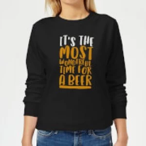 Image of It's The Most Wonderful Time for A Beer Womens Christmas Sweatshirt - Black - 3XL - Black